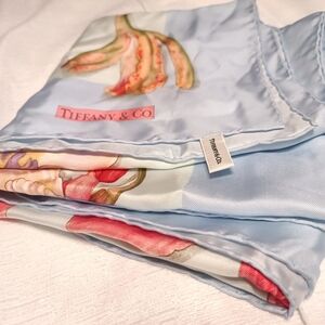 Tiffany & Co. Vintage Silk Scarf Hibiscus/Orchid Flowers Floral Pattern Design